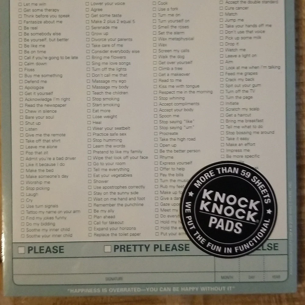 Knock Knock “Things You Must Do To Make Me Happy” Note Pad